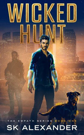 The cover shows the main character, Nathaniel Colt, and his Rottweiler, Jackson. In the background lurks their antagonist. All characters are surrounded by their aura.