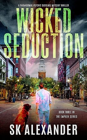 The cover shows the backs of a man and a dog walking down a street.